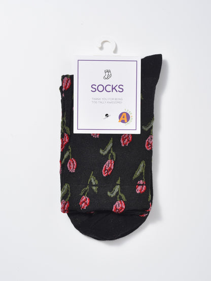 Rufia - Embossed Tulip Pattern Mid-Calf Socks