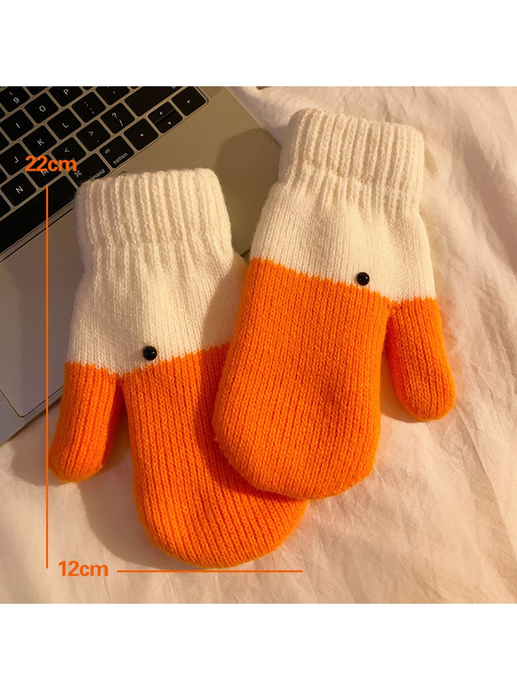 Gloving - Women's Cute Colorblock Duck Knit Mittens
