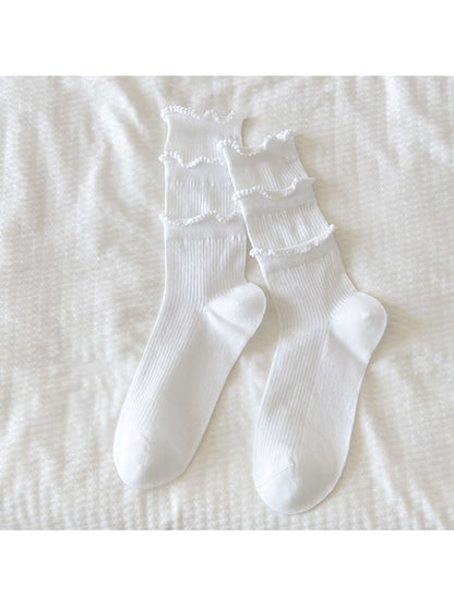 Rufia - Ribbon Ruffle Layer Crew Socks