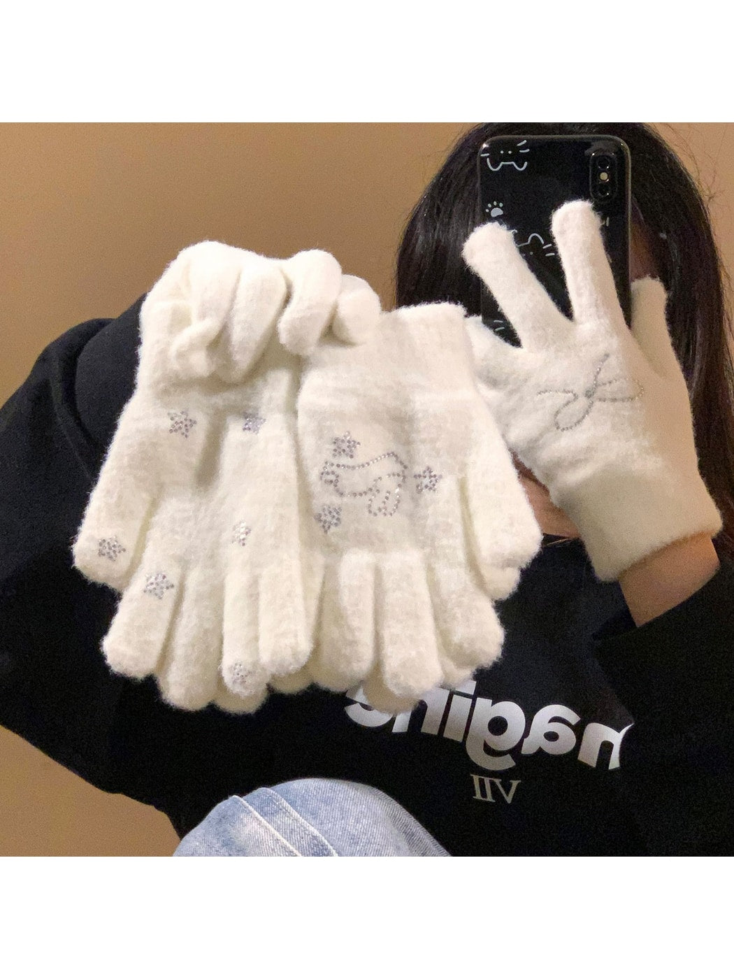 Gloving - Bunny and Star Knit Winter Gloves