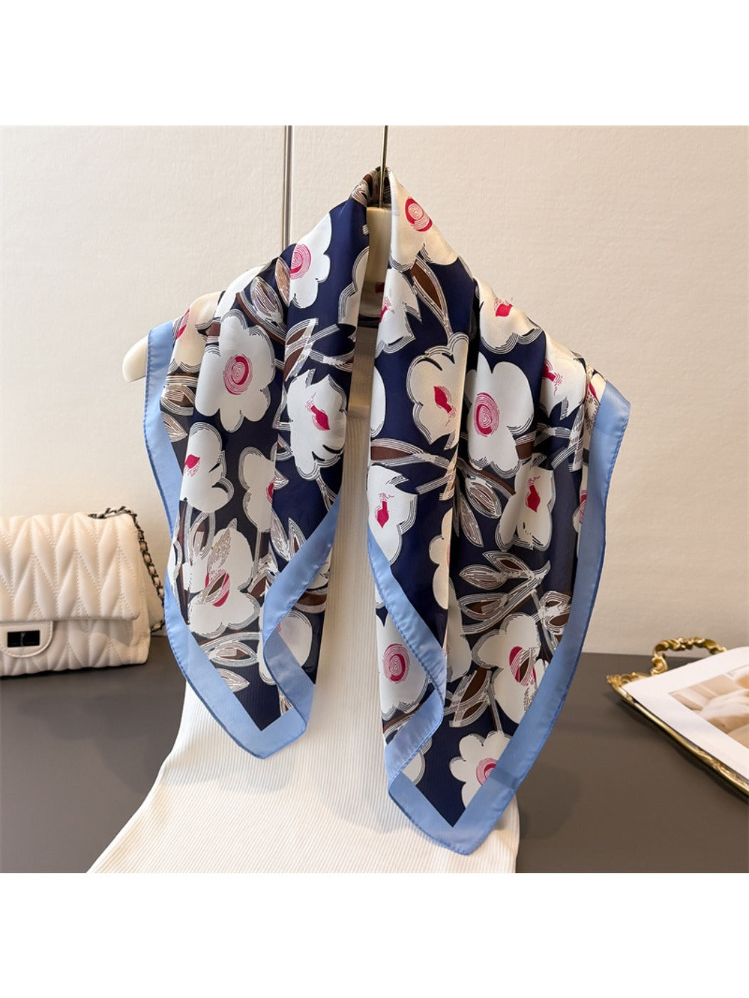 Scarvii - Floral Print Square Scarf