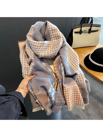 Scarvii - Houndstooth Patchwork Fringe Scarf