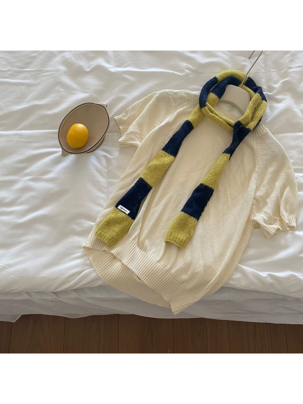 Scarvii - Color Block Knit Skinny Scarf