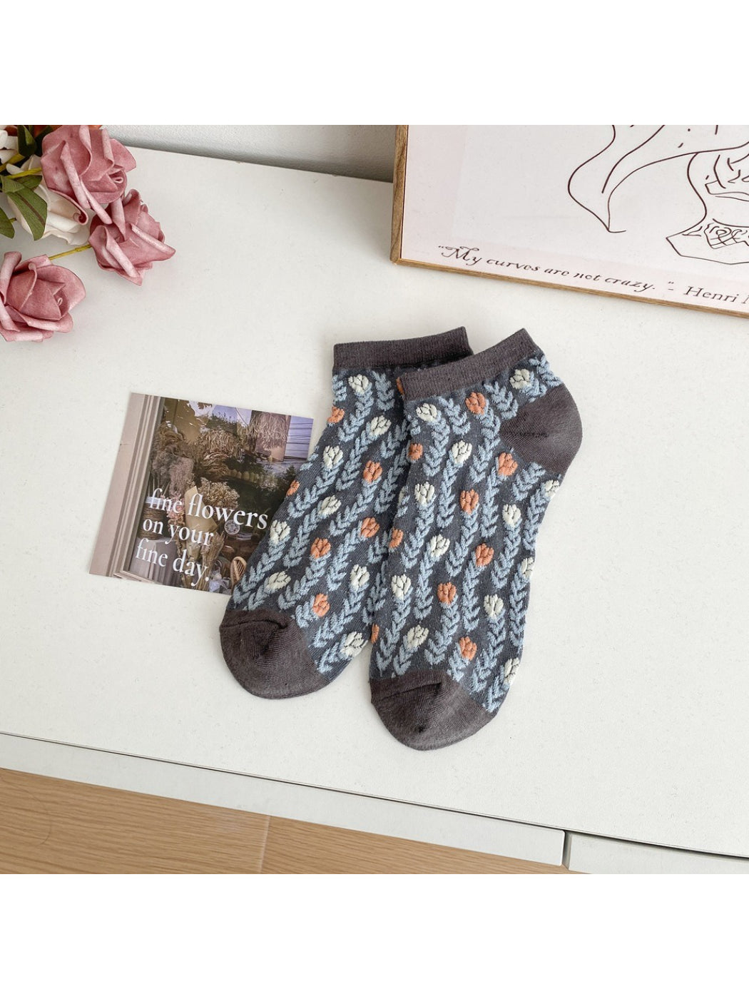 Rufia - Soft Floral Pattern Ankle Socks product image 1