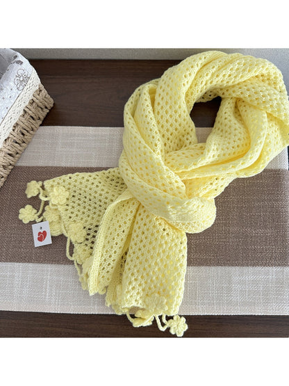 Scarvii - Elegant Retro Openwork Floral Fringe Scarf & Shawl