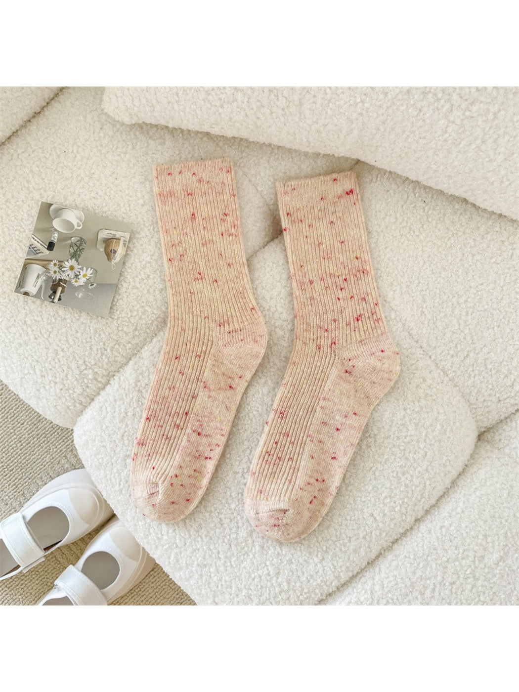 Rufia - Speckled Rib Knit Crew Socks