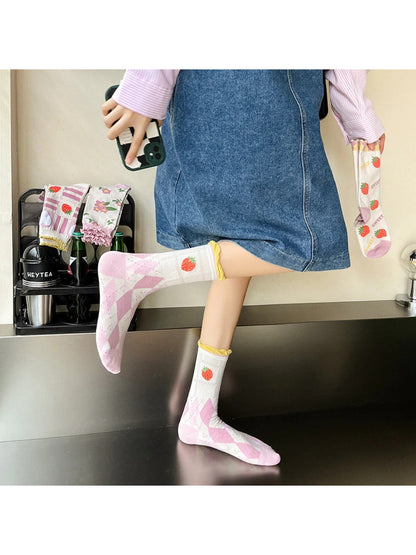 Rufia -  Strawberry Floral Pattern Women's Socks