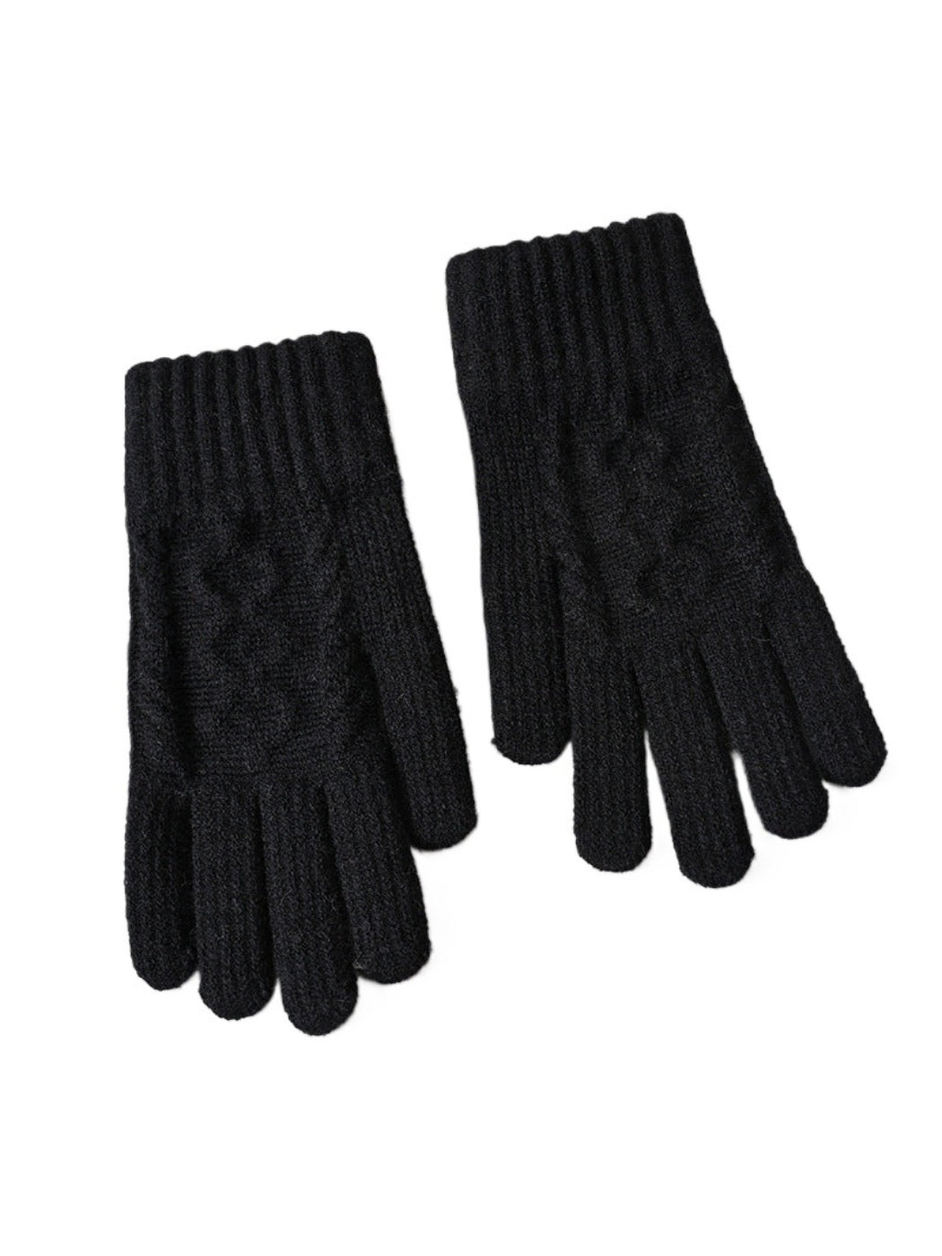 Gloving - Cable-Knit Ribbed Full Finger Gloves