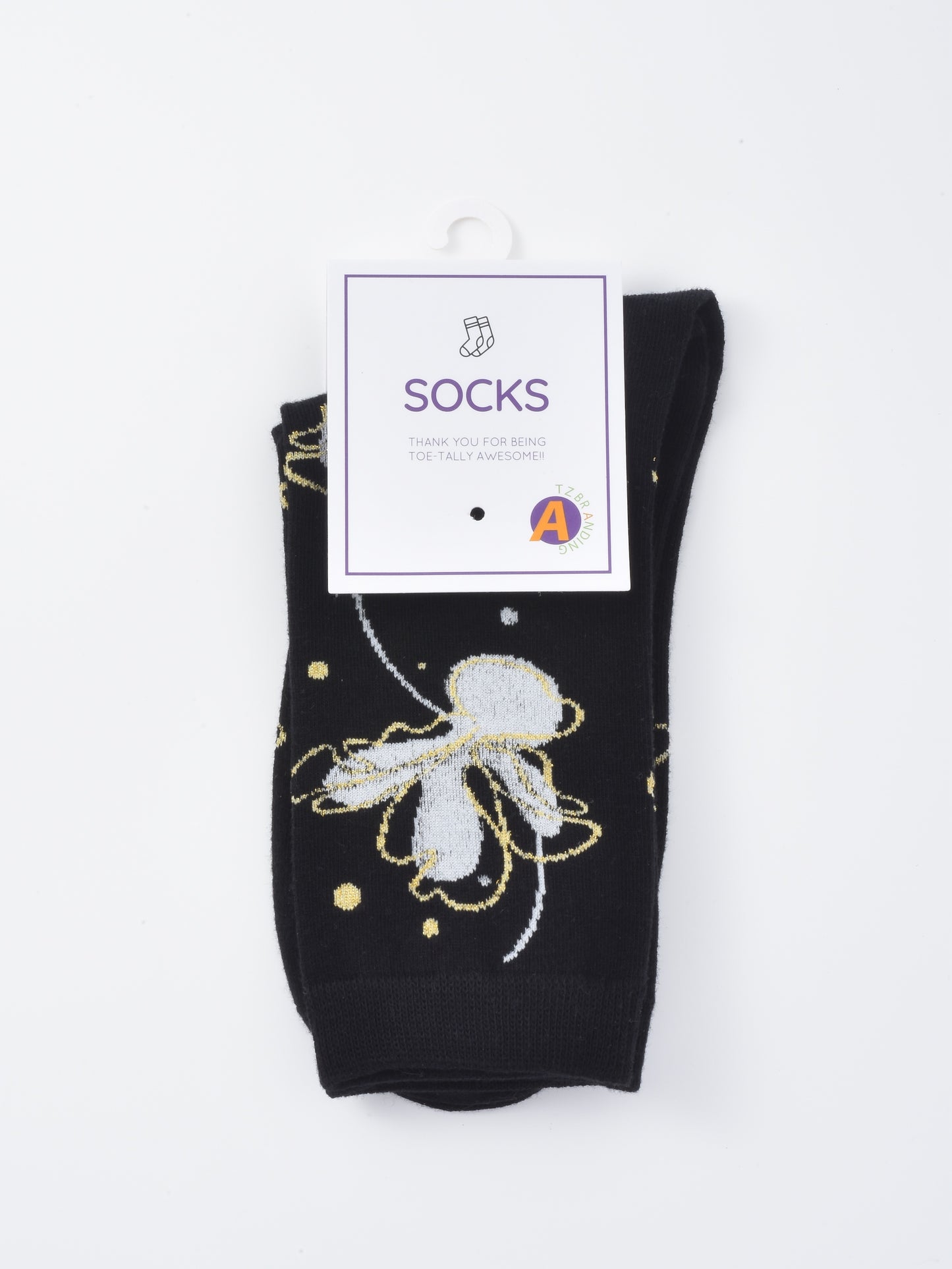 Rufia - Black and White Floral Patterned Socks