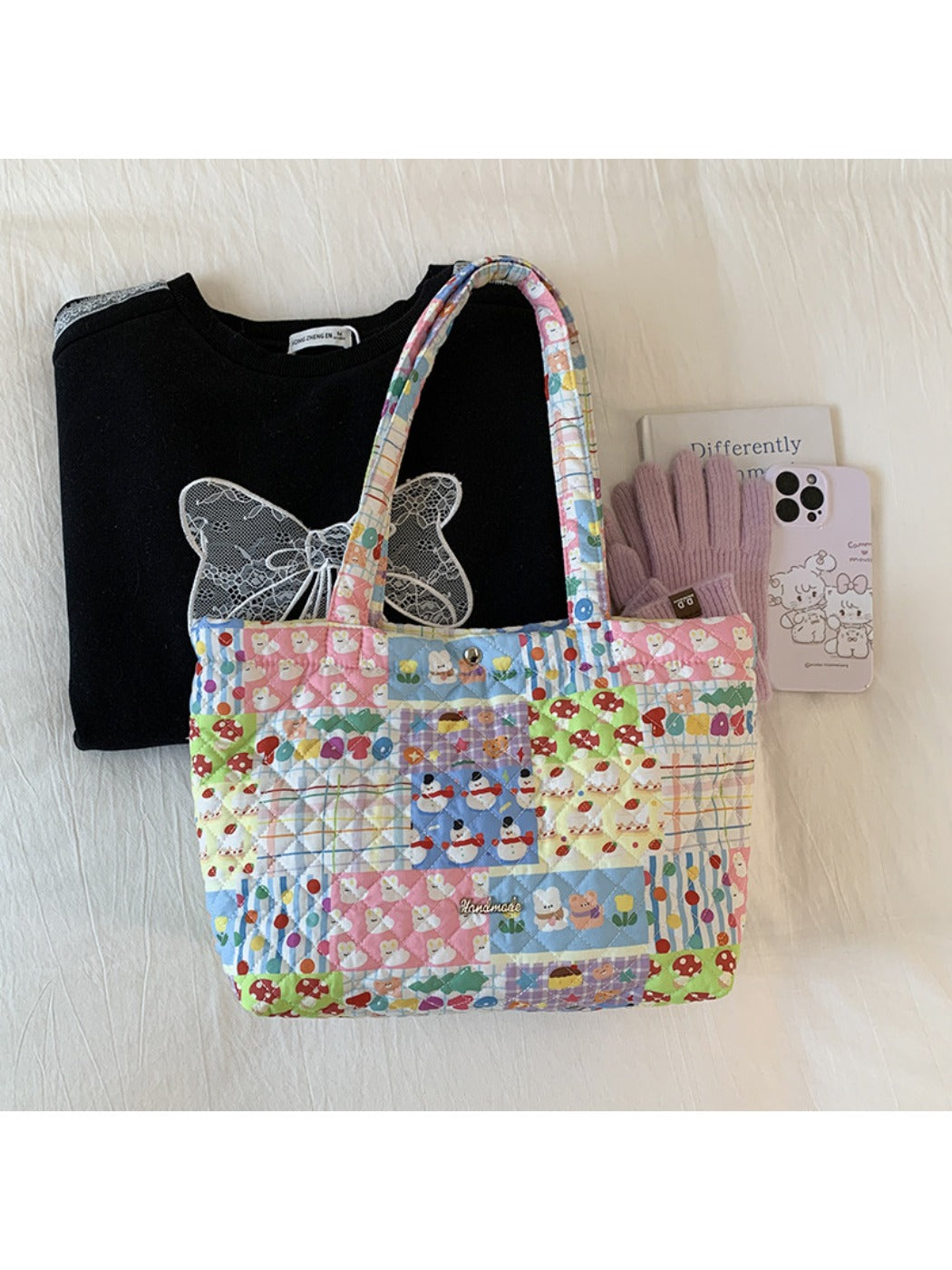 Cosbai - Tote Shoulder Bag with Cartoon Pattern