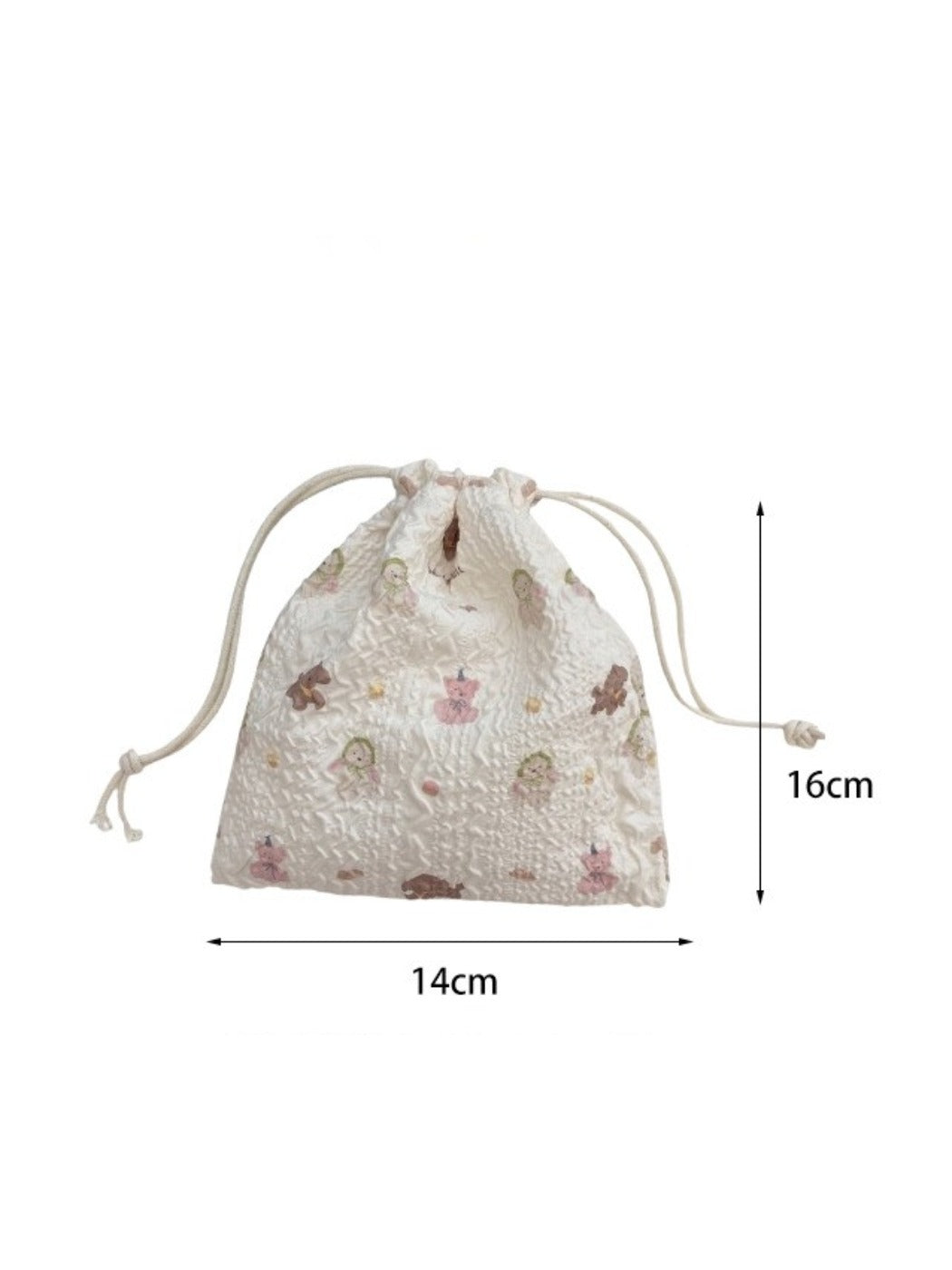 Close-up of Cosbai cartoon drawstring pouch showing detailed character print