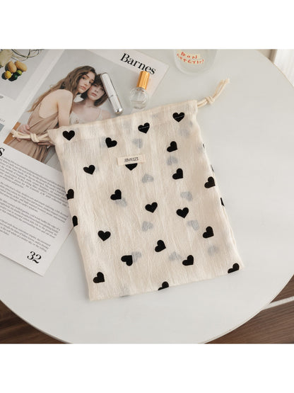Cosbai - Heart Print Daily Organizer Drawstring Bag