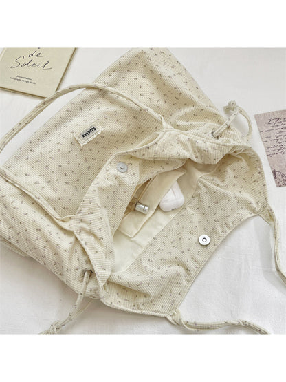 Cosbai - Ditsy Floral Side Tie Tote Bag