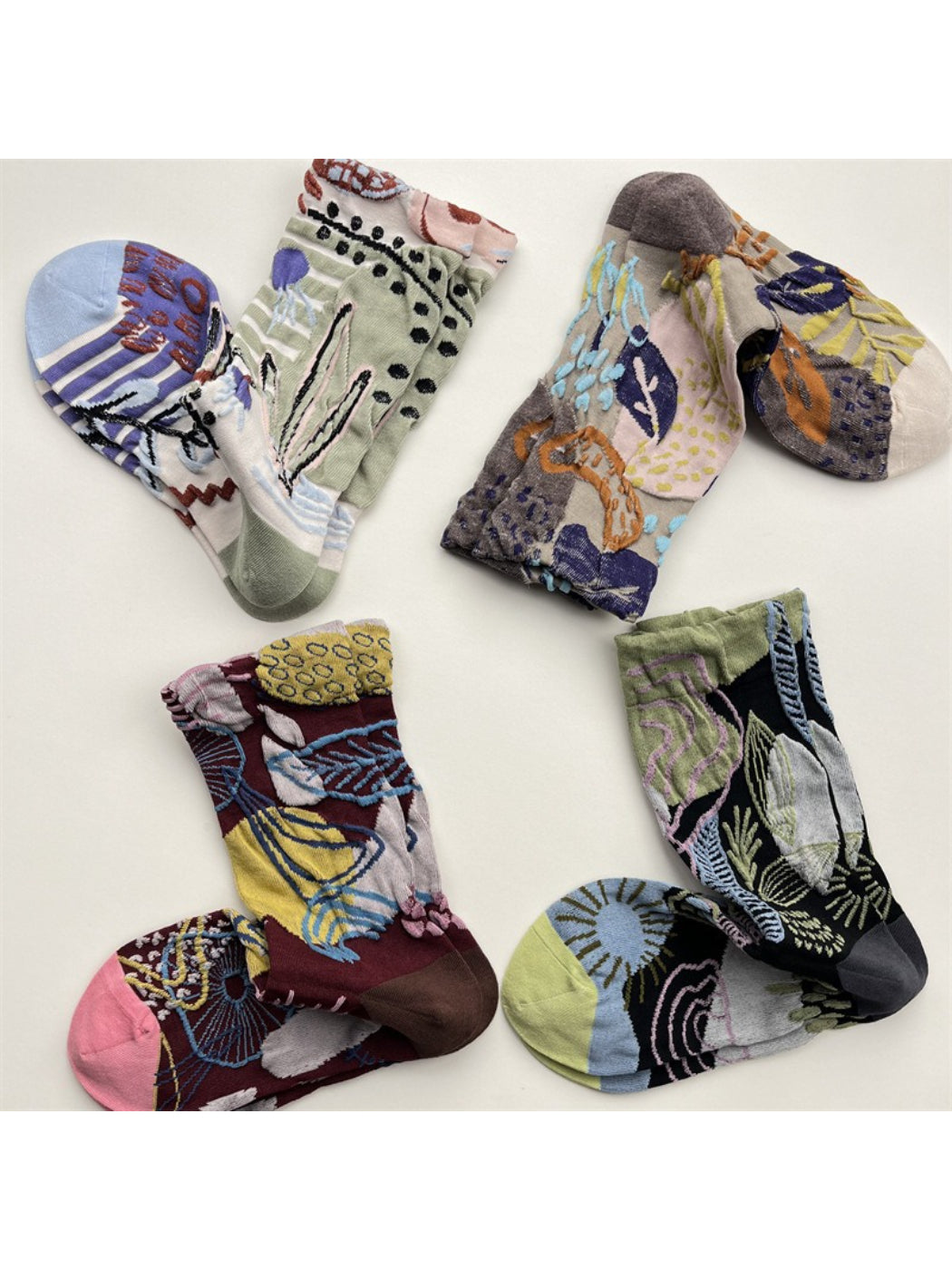 Rufia - Abstract Botanical Crew Socks