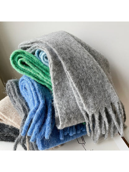 Scarvii - Brushed Solid Color Fringe Scarf