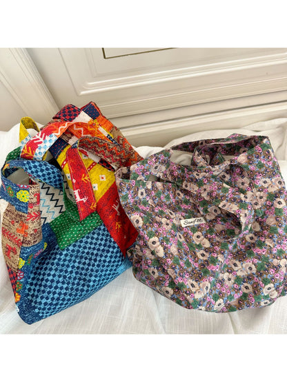 Cosbai - Floral Print Everyday Tote Bag