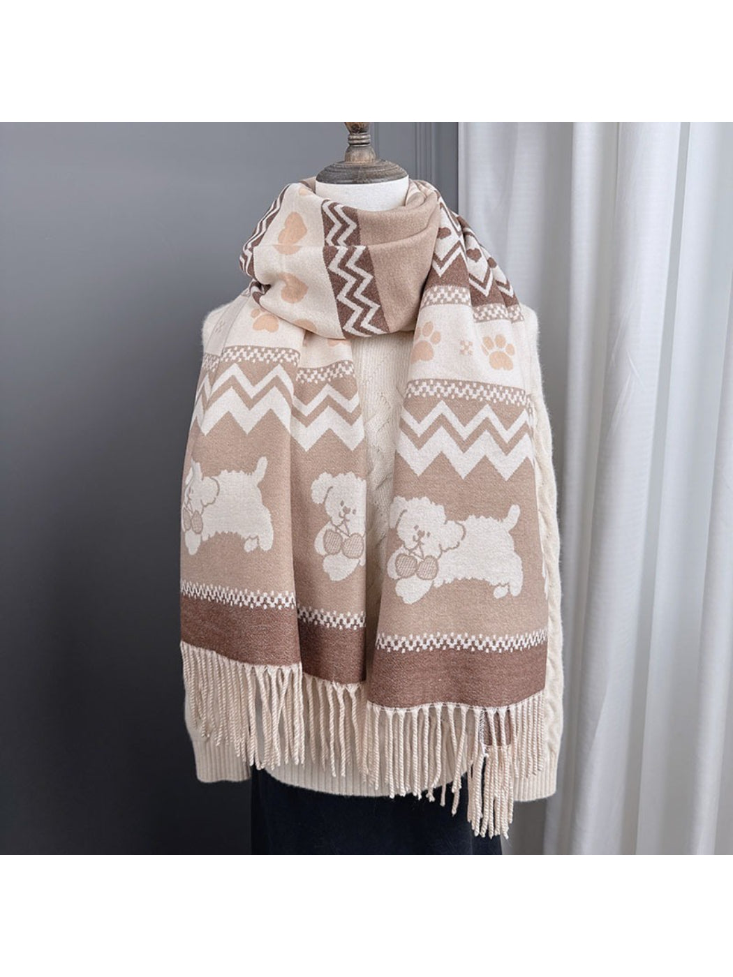 Scarvii - Sweet Puppy Knit Tassel Scarf