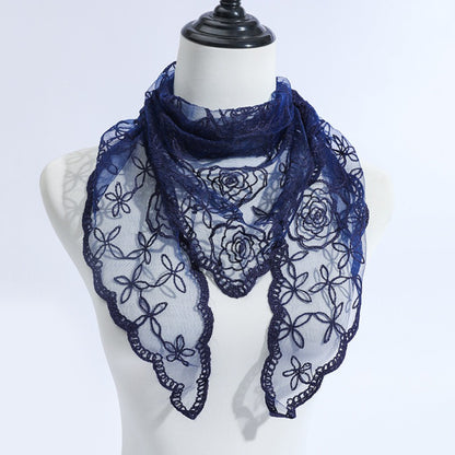 Side view of Haila Rose Vine Lace Veil Scarf showing intricate lace edges