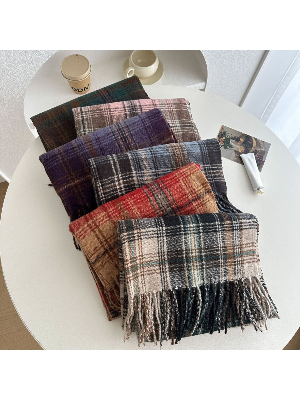 Scarvii - Classic Multicolor Plaid Fringed Winter Scarf