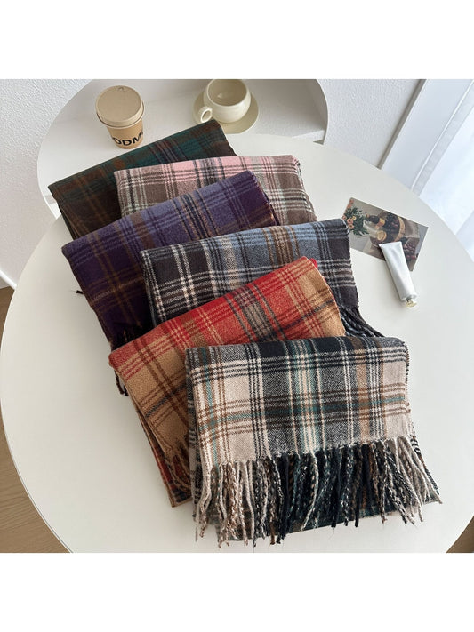 Scarvii - Classic Multicolor Plaid Fringed Winter Scarf