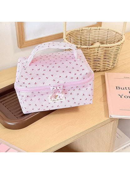 Cosbai - Sweet Pink Floral Printed Cosmetic Organizer Bag