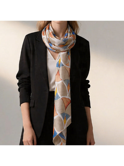 Scarvii - Watercolor Ginkgo Leaf Print Fashion Scarf
