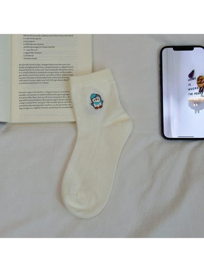 Rufia - Cute Penguin Embroidered Casual Crew Socks