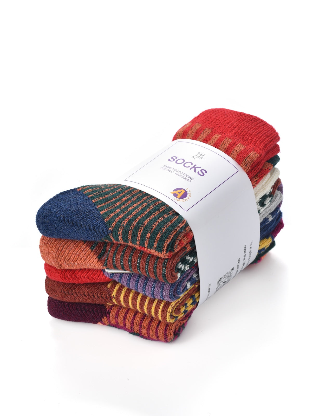 Rufia - 5 Pairs Bohemian Wool-Blend Socks Set