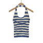 Vesty -  Striped Backless Halter Top - Soft & Sexy