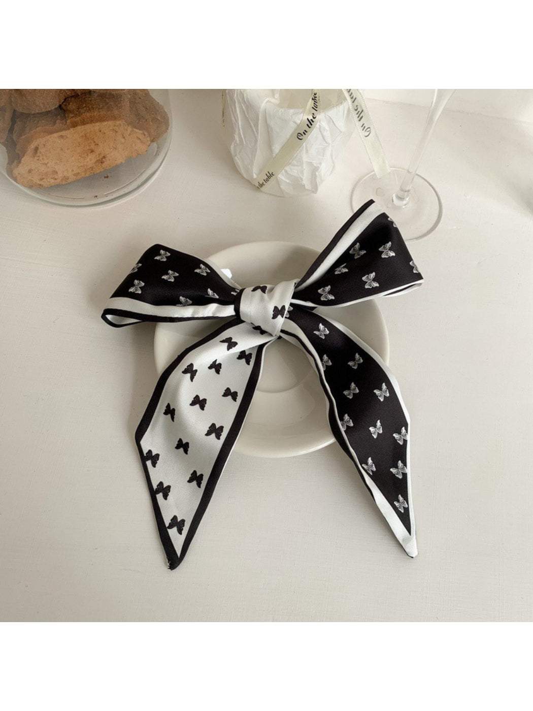 Scarvii Vintage Butterfly Motif Skinny Scarf