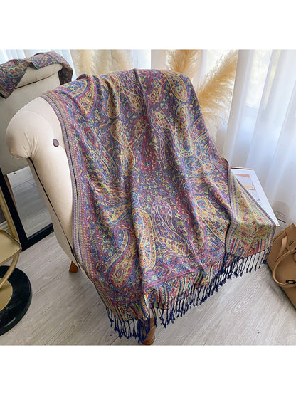 Scarvii - Vintage Floral Border Fringe Scarf