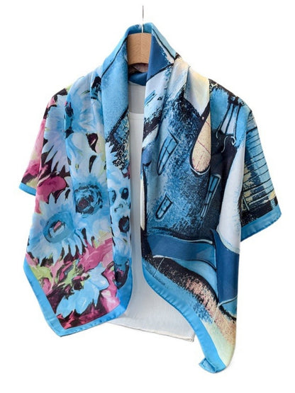 Scarvii - Square Scarf with Sunflower Pattern – Bright & Cheerful