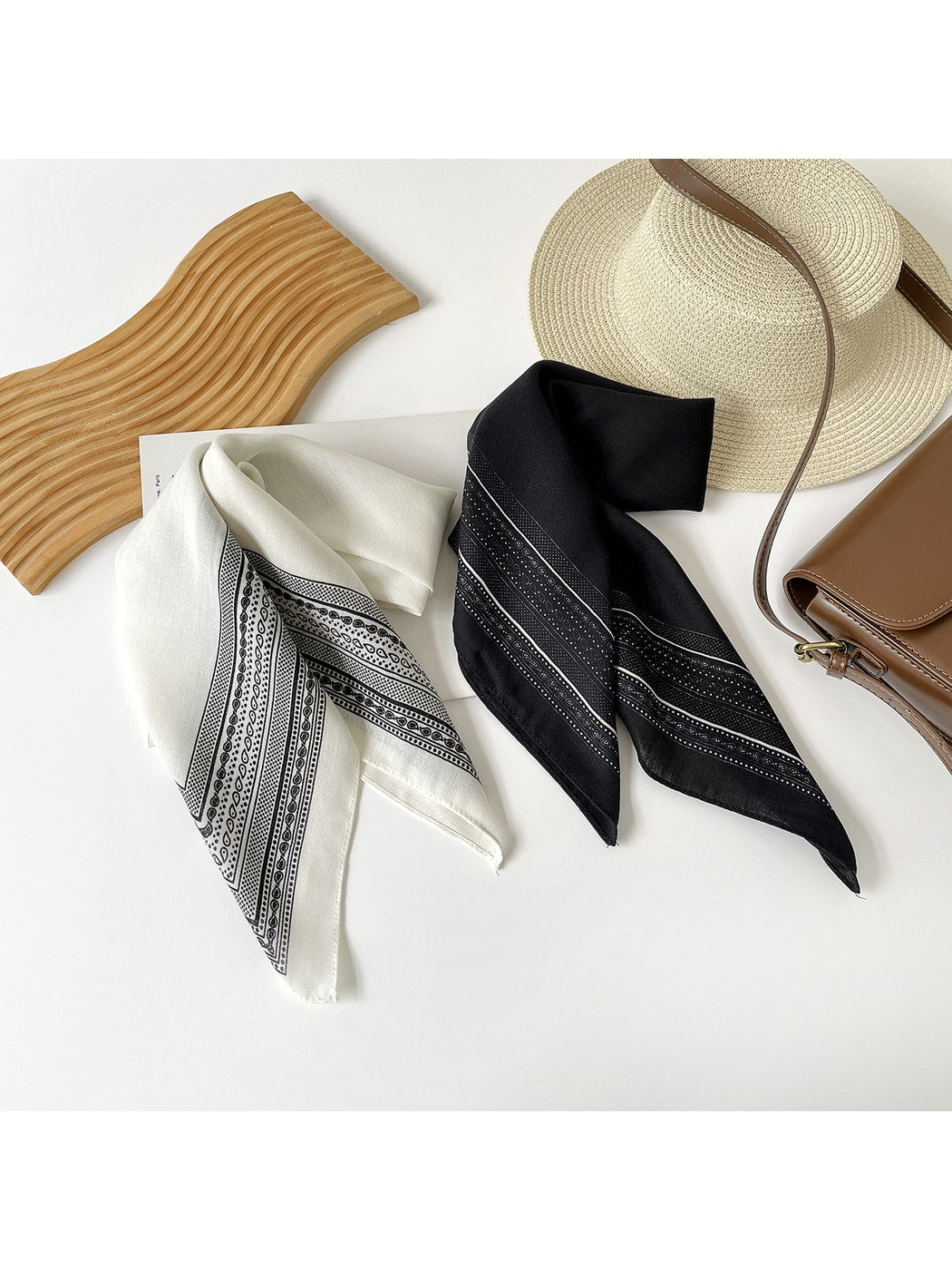 Scarvii - Minimal Geometric Border Square Scarf
