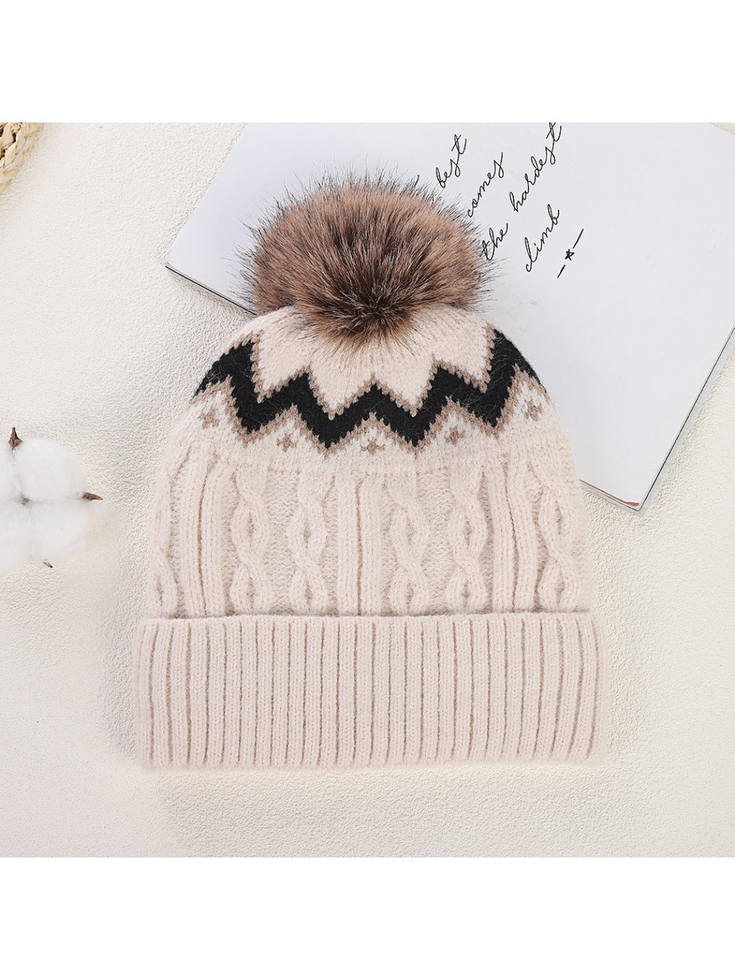 Haila - Winter Thick Knitted Beanie with Pom