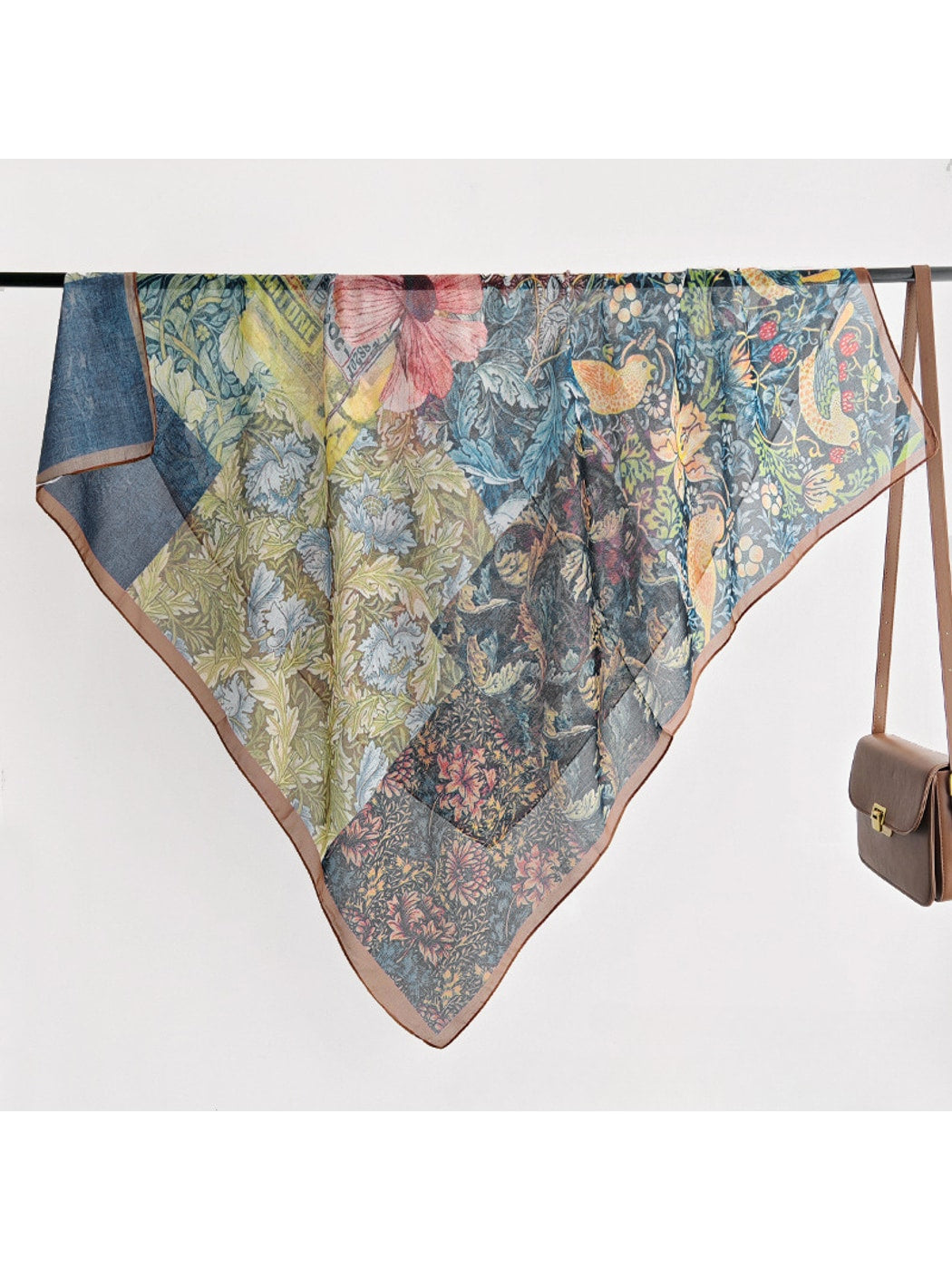 Scarvii - Botanical Collage Print Fashion Square Scarf