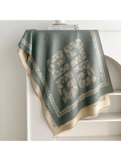 Scarvii - Floral Rope Print Fringe Scarf