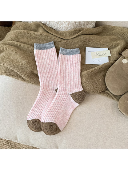 Rufia - Simple Colorblock Casual Crew Socks