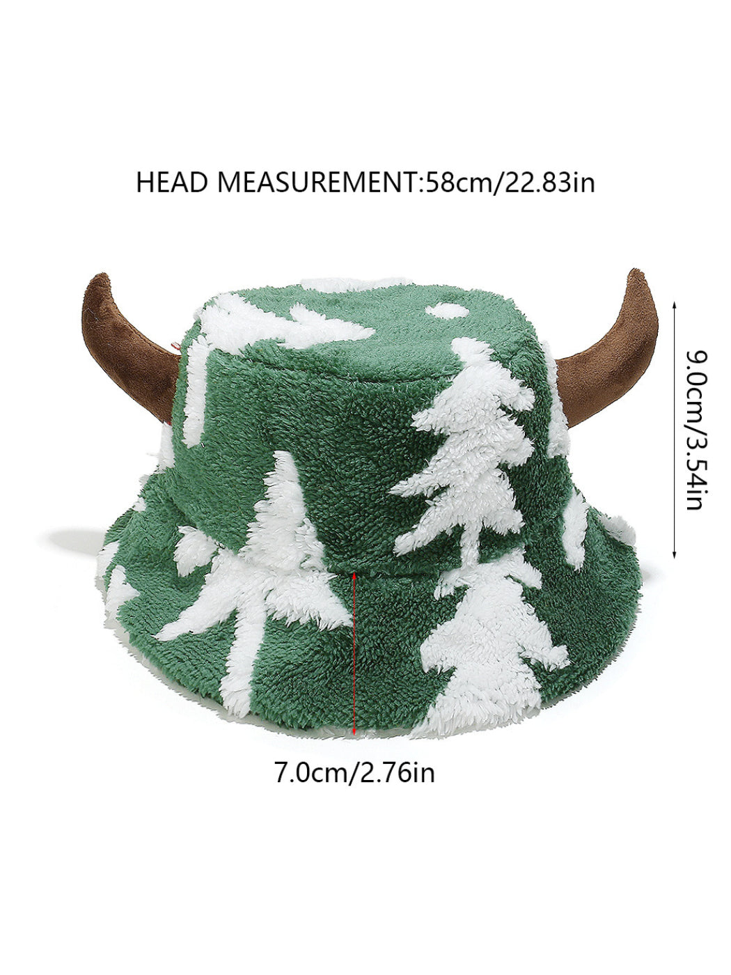Haila Cow Print Fuzzy Bucket Hat with Horns