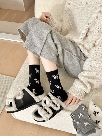 Rufia - Playful Dog Motif Crew Socks