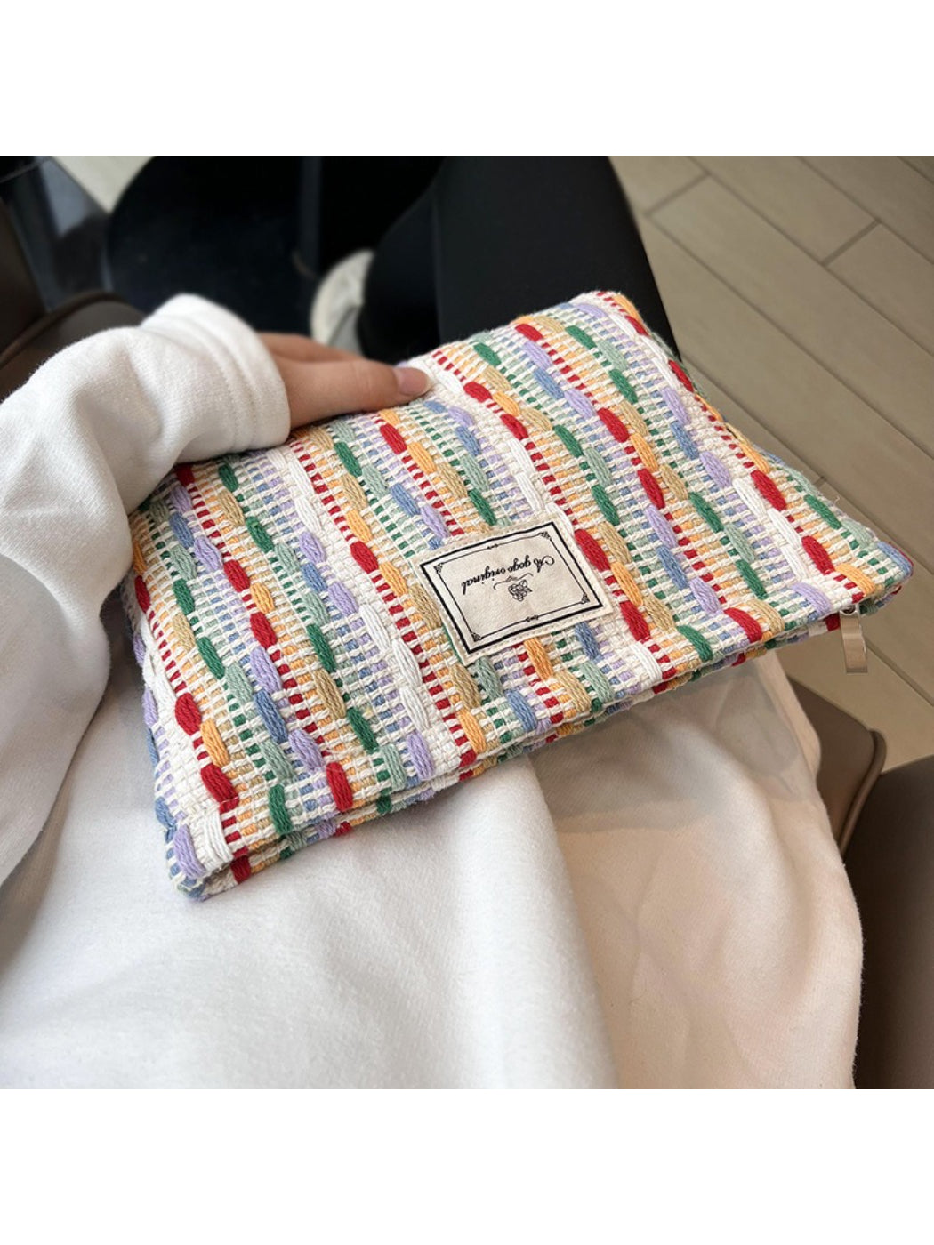Cosbai - Multicolor Woven Zip Pouch