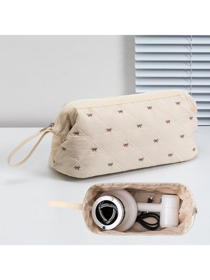 Cosbai - Quilted Bow Detail Hair Dryer Storage Bag