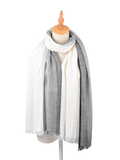 Close-up of Scarvii Lightweight Farmhouse Scarf fabric texture and stitching details