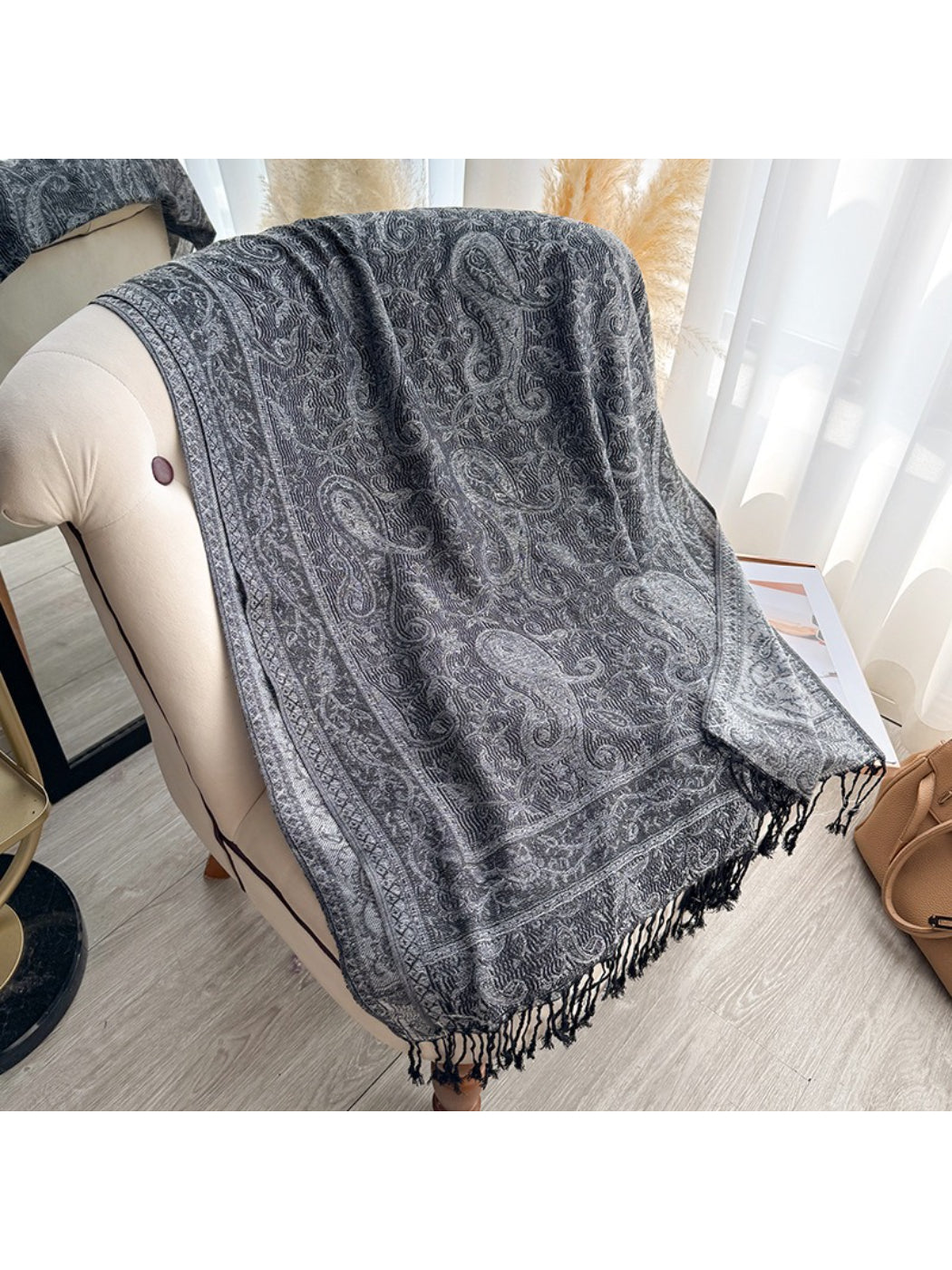 Scarvii - Classic Paisley Wrap Fringe Scarf