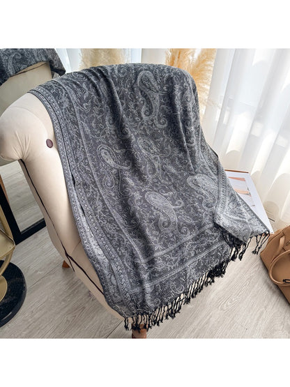 Scarvii - Classic Paisley Wrap Fringe Scarf