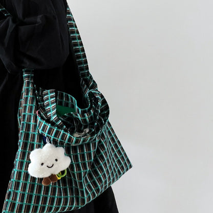 Cosbai slouchy checked shoulder tote bag displayed on white background
