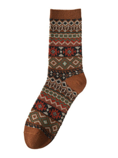 Rufia - Boho Retro Mid-Calf Winter Socks for Girls