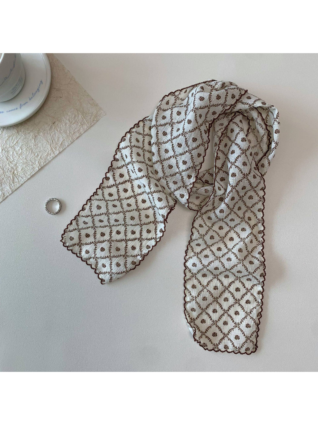 Scarvii Floral Embroidered Skinny Scarf product image
