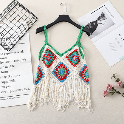 Bohemian Fringe Tassel Hollow Knit Tank Top