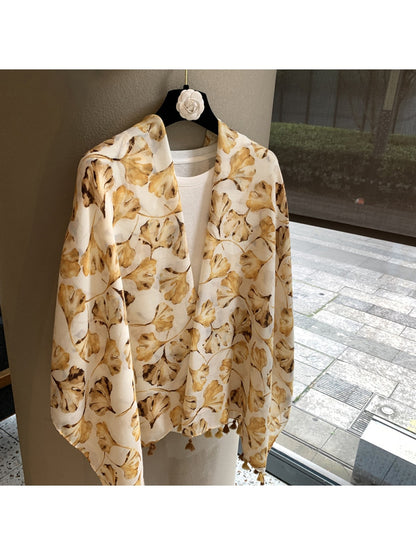 Scarvii - Elegant Botanical Print Shawl Scarf
