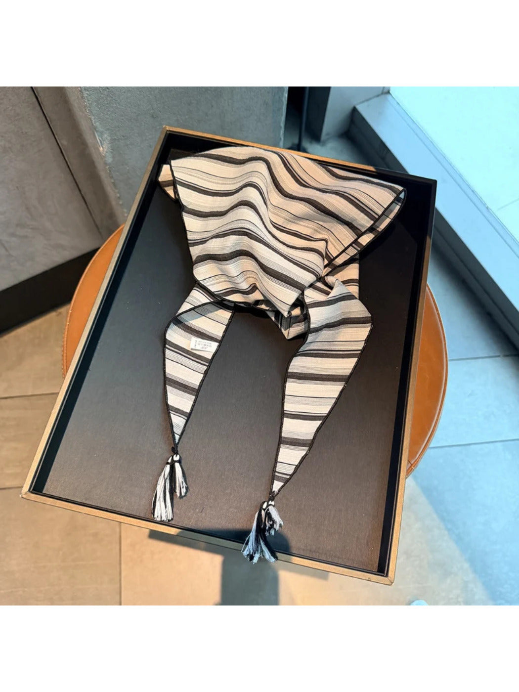 Scarvii - Striped Tassel Triangle Scarf
